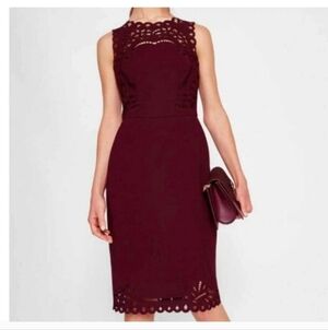 Ted Baker Verita Burgundy Sheath Midi dress. Minimilist‎ Quiet Luxury